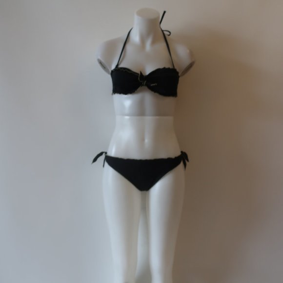 WOMENS LE BAIN BY ETAM BLACK GOLD BANDEAU SWIMSUIT BIKINI XS UK/8 US/4 * - Picture 5 of 11